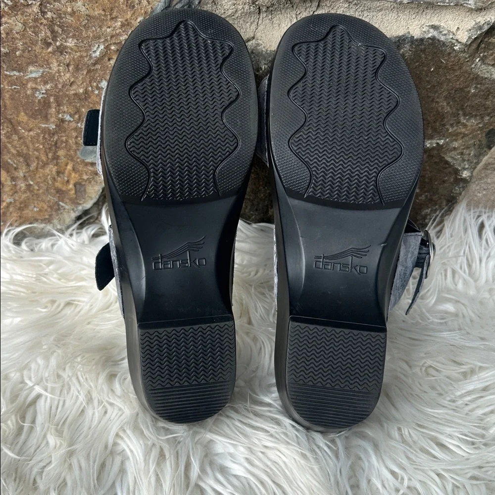 Dankso 'Sophie' Buckled Slip On Wedge Sandals in Iridescent Gunmetal Size 40